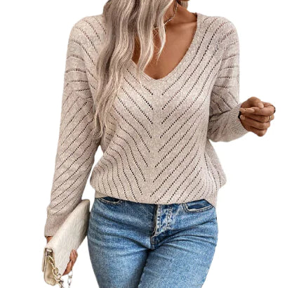 Hollow Loose Casual Long Sleeves Pullover